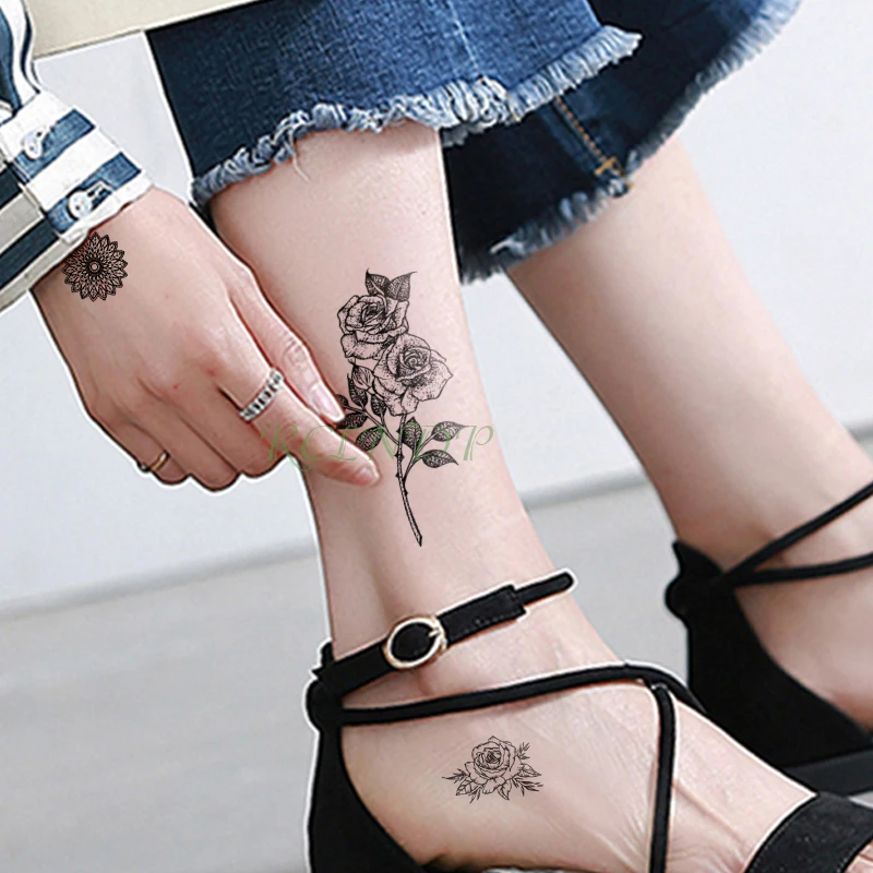 Waterproof Temporary Tattoo Sticker Rose Flower Tatto Stickers Flash Tatoo Fake Tattoos Hand Leg Arm for Kids Men Women child | Красота и
