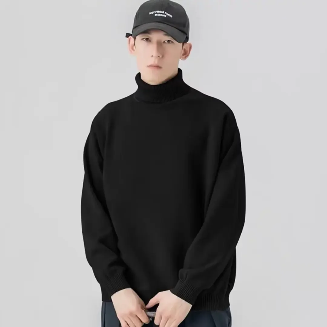 Мужской свитер-поло/путышковый воротник базовый слой осень/зима новый стиль