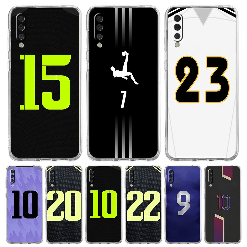 

FootBall Number Luxury Phone Case For Samsung Galaxy A12 A02 A03S A50 A70 A10 A20 A20S A30 A40 Transparent Silicone Shell Capas
