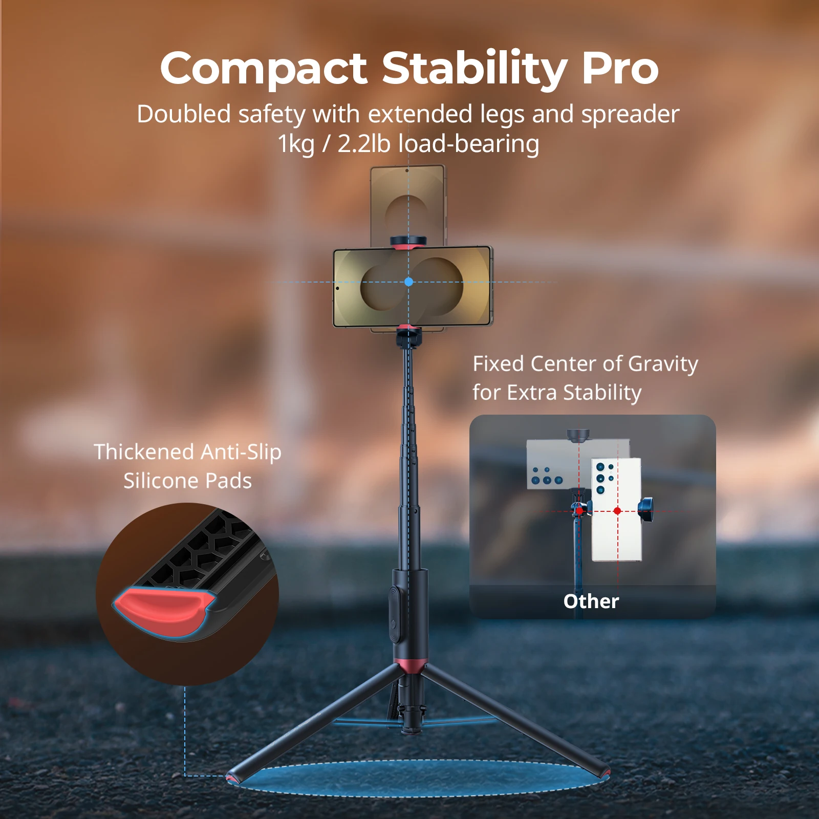 Фото SmallRig Телефонная палка для селфи Штатив x Drex Lee Boom Selfie Stick ST30 Lite Высота от 31 до 147 см для смартфонов Ширина от 40 до 100 мм №5