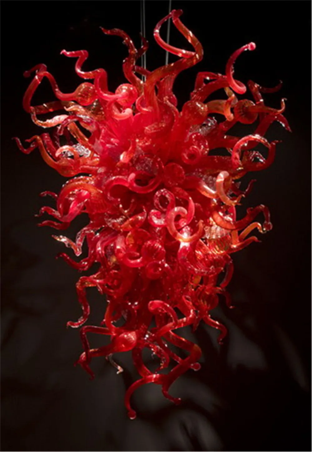 

Elegant Wedding Art Decoration Red Blown Glass Chandelier Light Fixture for Living Room