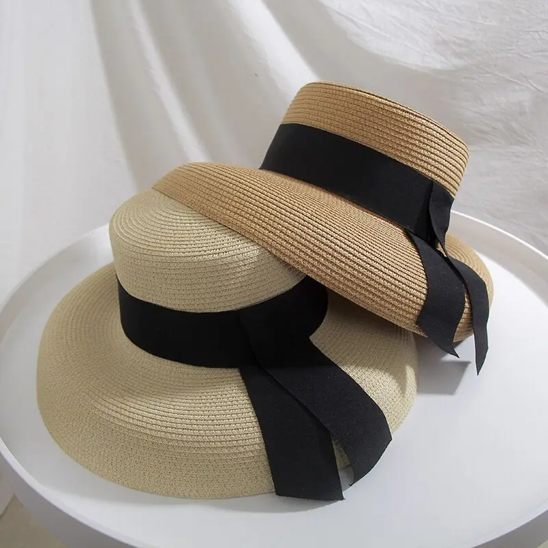 

2022 New Summer Hats For Women Sun Hat Beach Ladies Fashion Hepburn Ribbon Straw Hat Panama Lady Cap Casual Seaside Vacation
