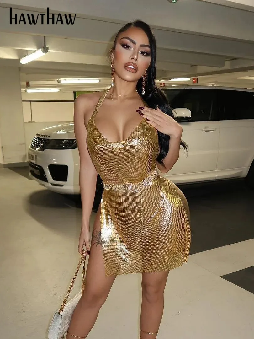 Женское сексуальное облегающее мини-платье Hawthaw с лямкой на шее открытой спиной