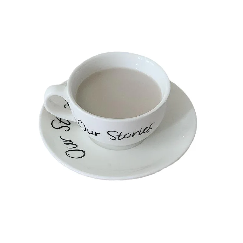 

Self Made Ins Style Korean Same Simple Letter Coffee Cup And Dish Set Breakfast Cup Minority Ceramic Coffee Cup And Dish Set