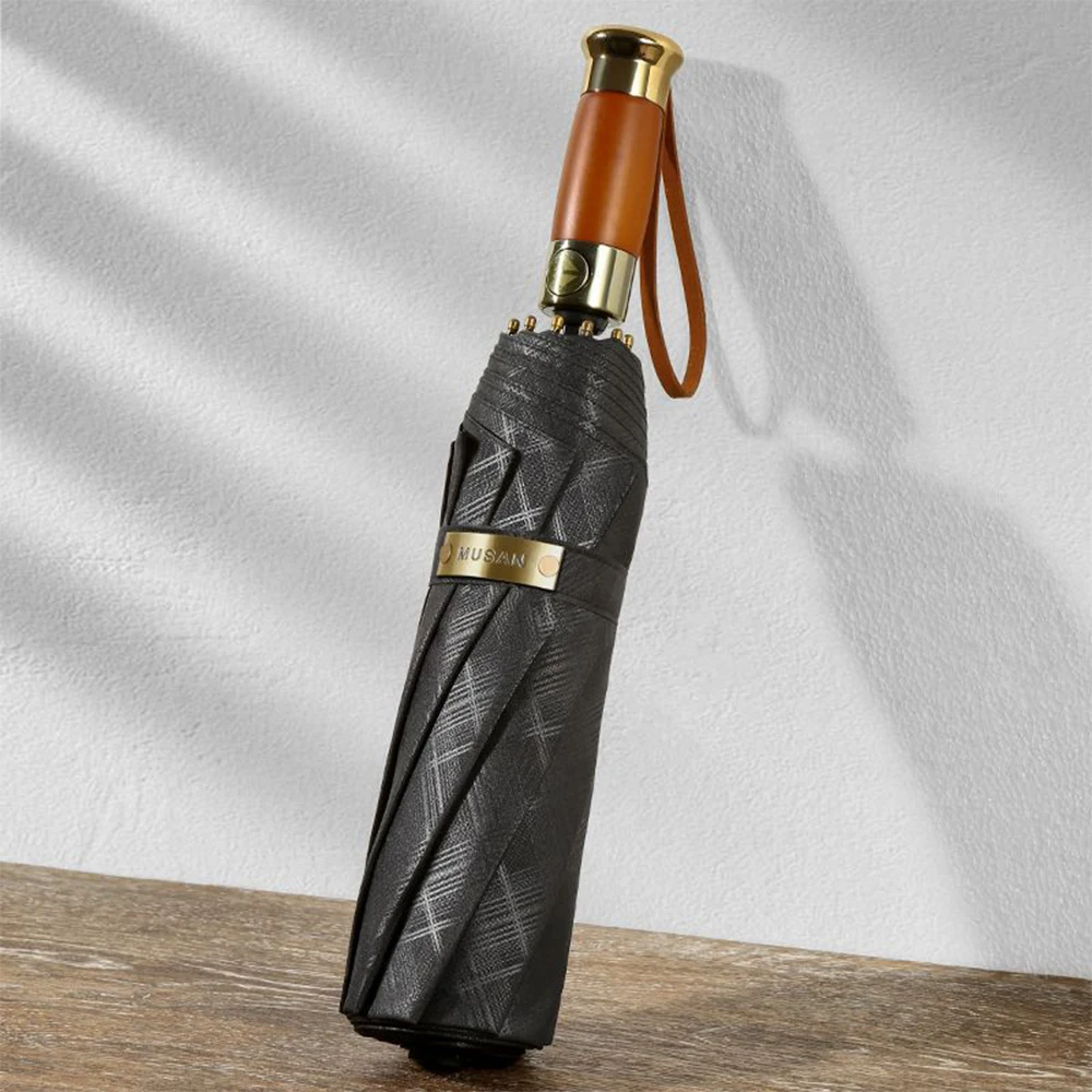 

Automatic Umbrella Men Business 10 Bones Wood Handle Golf Sun Umbrellas Outdoor Windproof Anti UV Parasol Clear Umbrella UPF50+