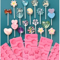 cute lollipop mould animalstarflowerheartchocolate candy jelly fondant mold birthday cake decorating tool baking accessories