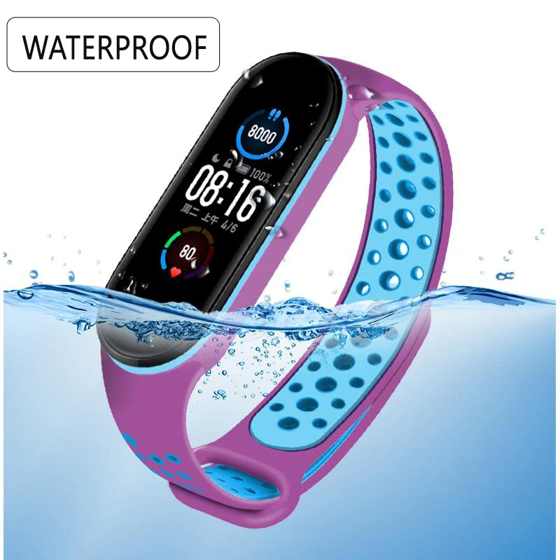 10шт/уп Ремешок Mi Band 5 6 Браслет На Запястье Спортивный Дышащий Силиконовый Ремень для Ремешков Xiaomi Watchband on.