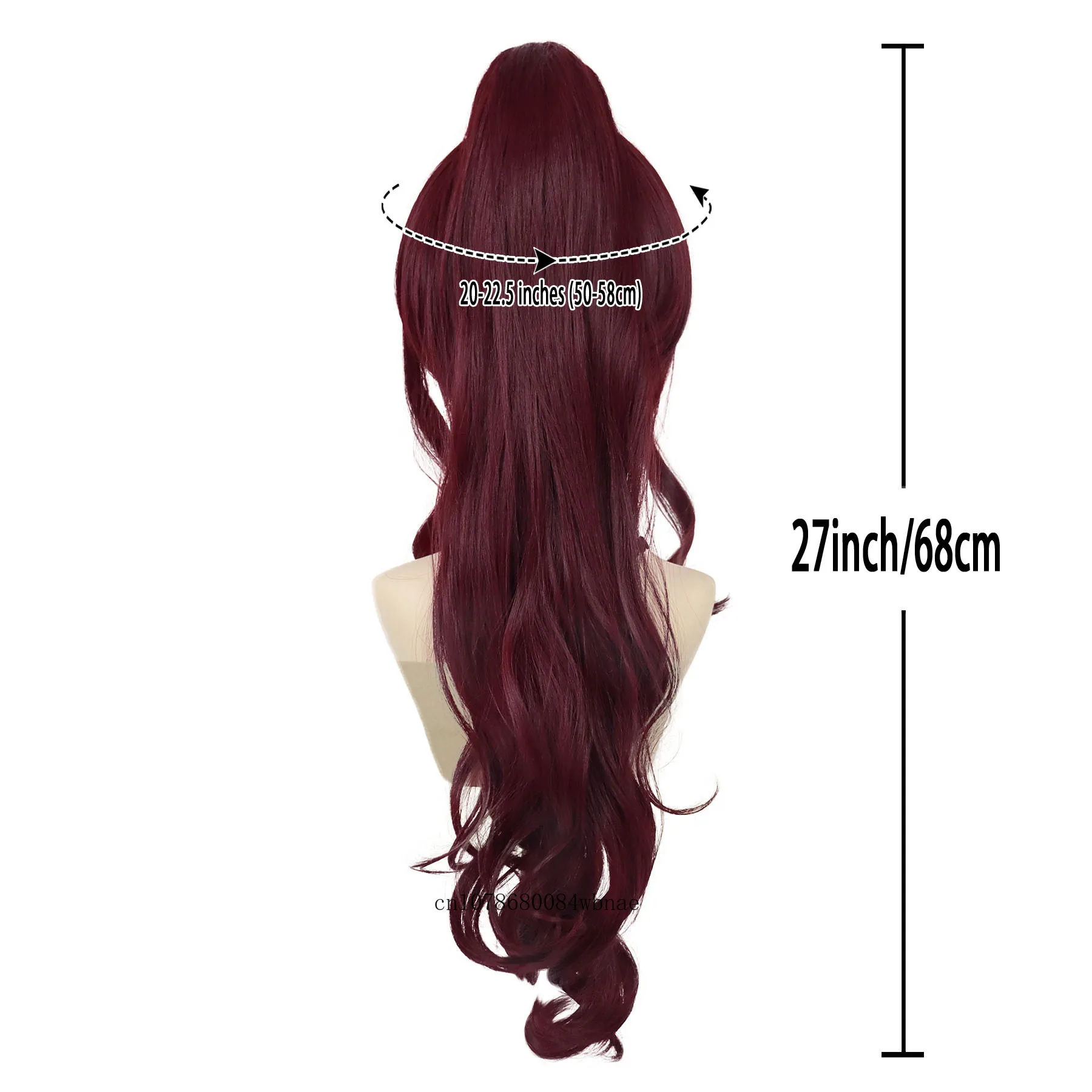 Violet Women Princess Wig Synthetic Hair Wine Red 27 Inch Long Wavy With Ponytail Daily Cosplay Party Halloween Costume Wigs