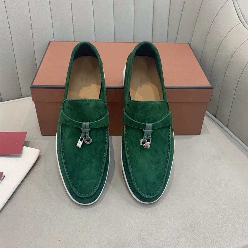 LORO Leather Loafers Shoes for Women 2023 Men Shoes Flats Designer Brand Summer Fashion Luxury Casual New In Replic Shoes