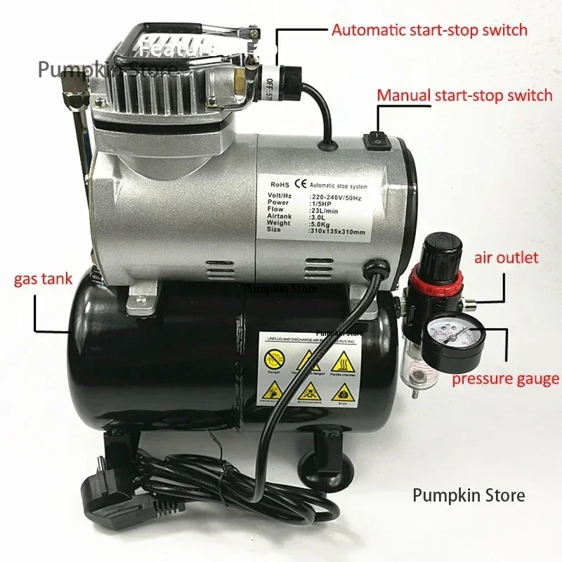 TC20T Маленький воздушный компрессор Бесшумная мебель Ремонт кожи Маникюр Модель