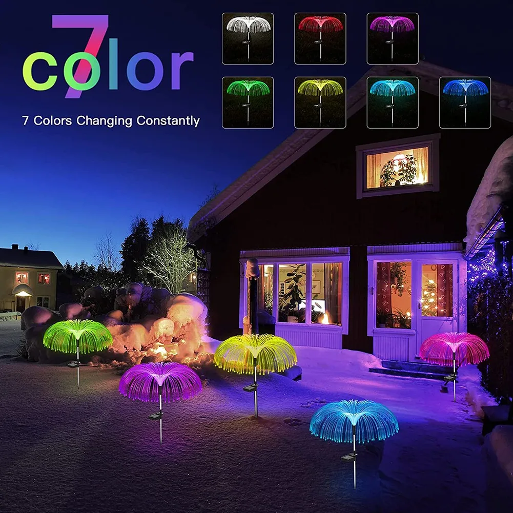

Solar Stake Lights Color Change Fiber Optic Garden Light Waterproof Outdoor Garland Solar Power Street Lamp Garden Yard Decor