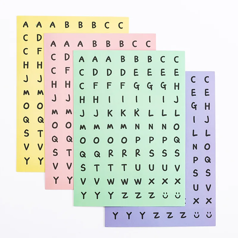 

6 Sheets Alphabet Stickers Black White English Letter Sticker Number Dots Labels Stationery Scrapbooking DIY Crafts Decoration