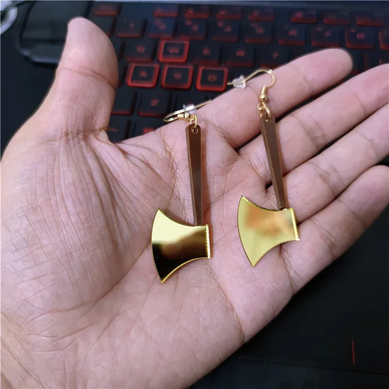 KUGUYS крутые висячие серьги с топором для женщин золотистого серебристого цвета