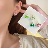 2022 french retro fairy gentle gardenia floral asymmetrical versatile date party earrings for women