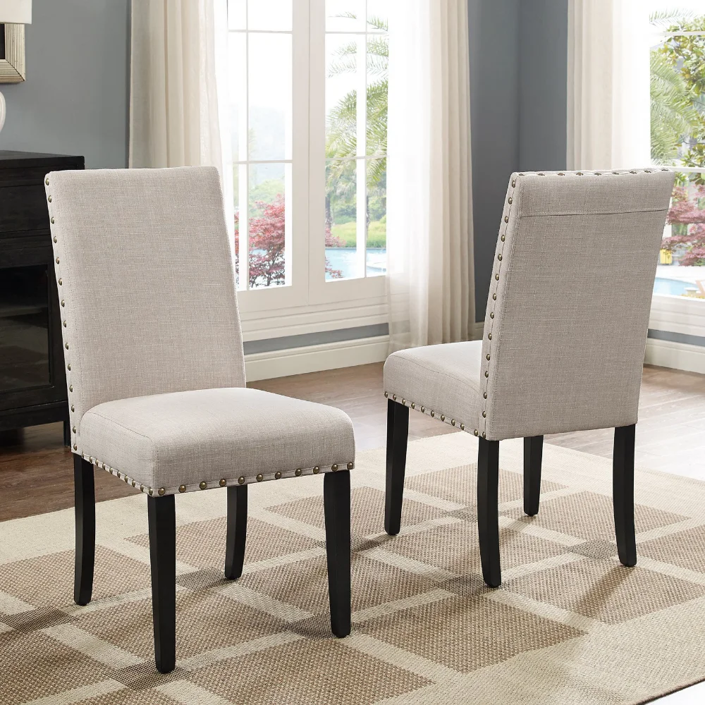 

BOUSSAC Dining Chair, Set of 2, Tan，comfortable and Durable