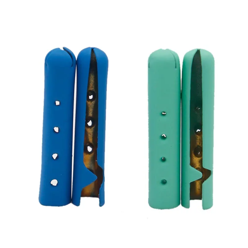 100pcs Wholesale Coolstring Decorative Aglets 22*4.3MM Anti Paint-Peeling Premium Metal Tips Blue Pinegreen Skin Feeling Lacends