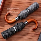 Складной автоматический зонт, деловой подарок для мужчины Зонт с деревянной ручкой и защитой от ультрафиолета, 10 ребер, защита от ветра, для игры в гольф