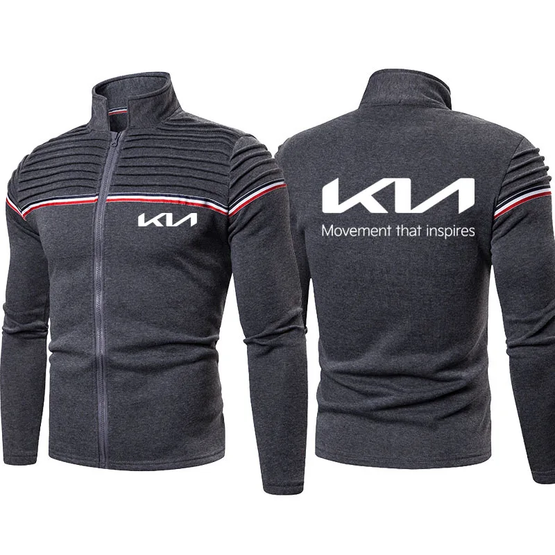 

NEW Spring Autumn Casual Mens Fashion Jackets Kia car logo Print New sport Men's zipper Jacket high quality cotton Men's tops
