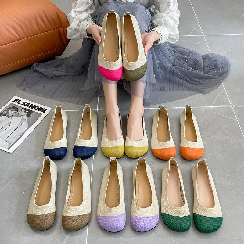 

Spring Women Shoes Casual Shoes Non Slip Soft Soled Deodorization Shoes Comfortable Fashion Single Shoes Woven Breathable Shoes