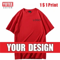 yotee 240g thickened t shirt logo custom loose street trend men t shirt embroidery printing mid sleeve round neck top custom diy