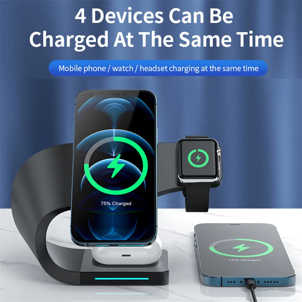 

4 in 1 Wireless Charger Stand For iPhone 14 13 12 Pro Max Apple Watch Airpods Pro iWatch 7 6 Mini Magnetic Charging Dock Station