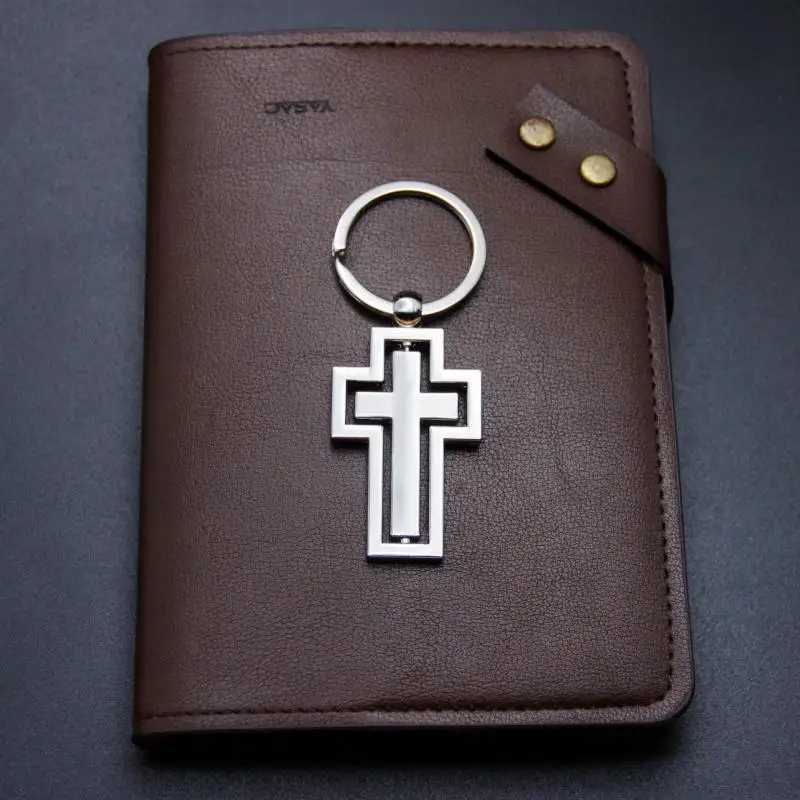 Christian Cross Keychain Metal Hollow 360 Degree Rotating Keyring Religoin Pendant Boyfriend Brithday Gift Wholesale Price |