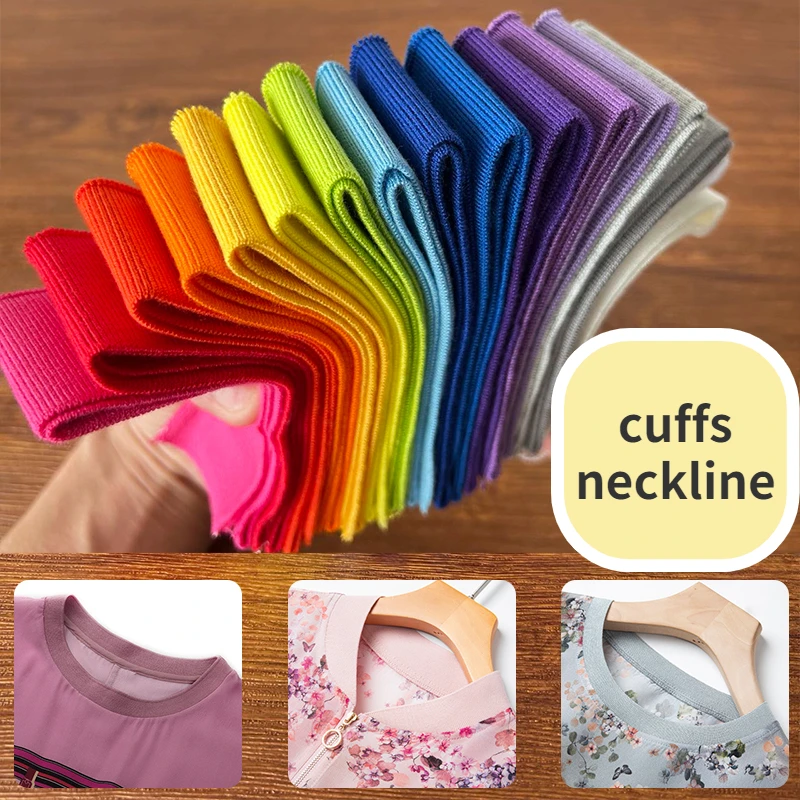 

4x50cm Cuffs Fabric Single-layer Mercerized Cotton T-shirt Neckline Ribbed Summer Thin Clothes and Neckline Accessories