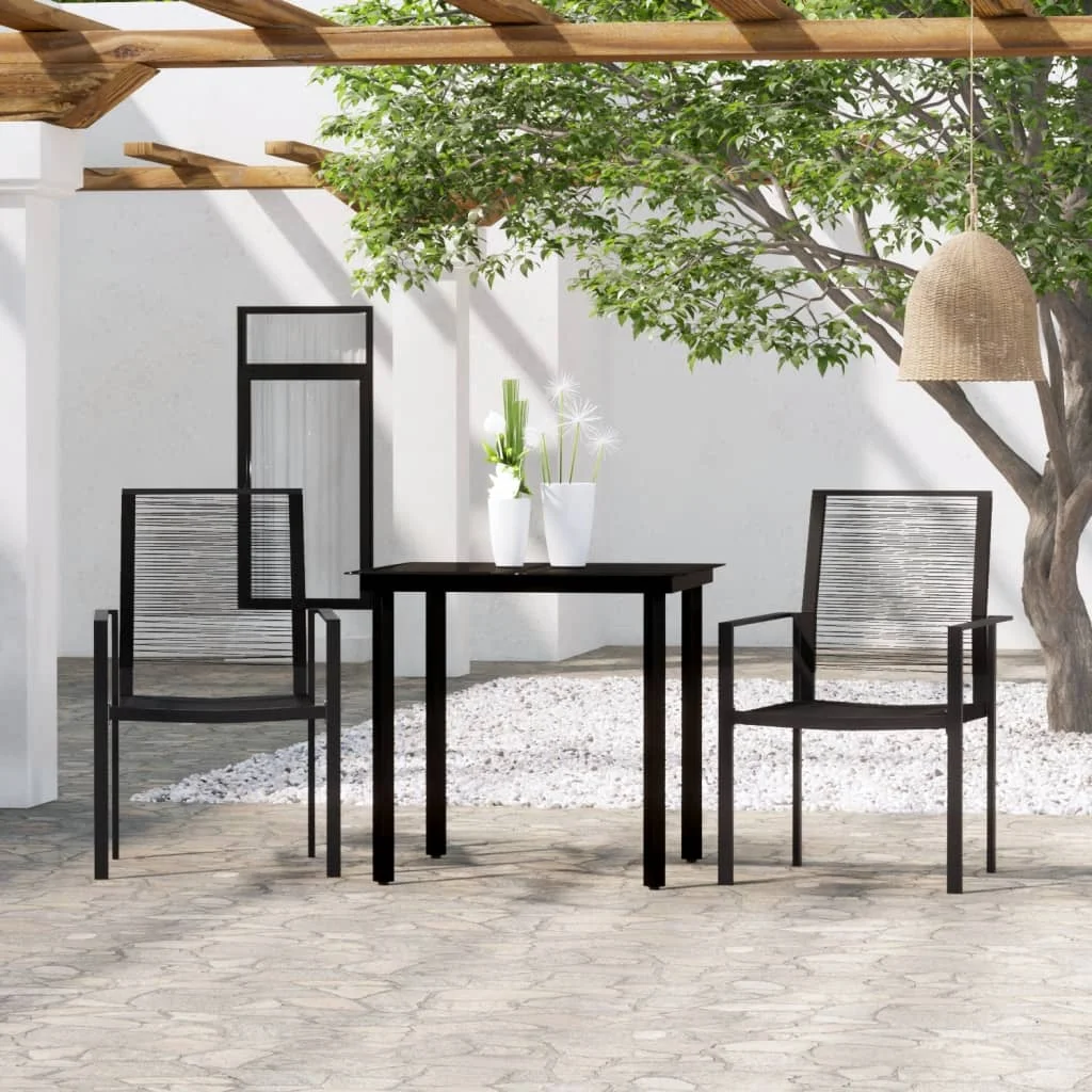 

3 Piece Garden Dining Set,Patio Table and Chair Set, Black