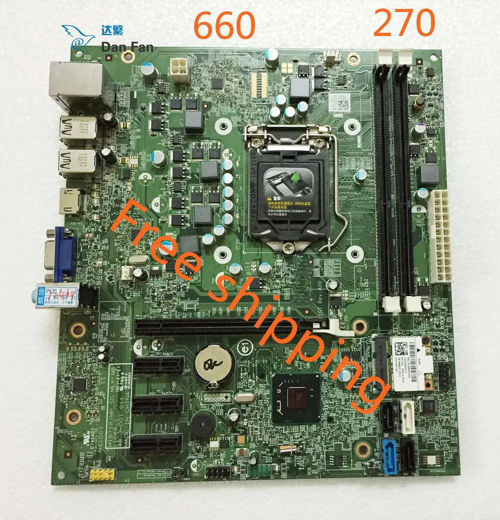 

Материнская плата для DELL Inspiron 660S Vostro 270S 478VN XFWHV DIB75R, 100% протестированная, Полная работа