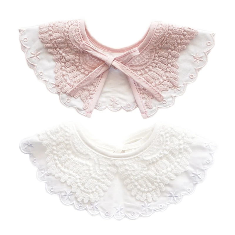 

Кружевной воротник с вышивкой для маленьких девочек, шаль, шарф, нагрудники принцессы, тканевое ожерелье, Прямая поставка