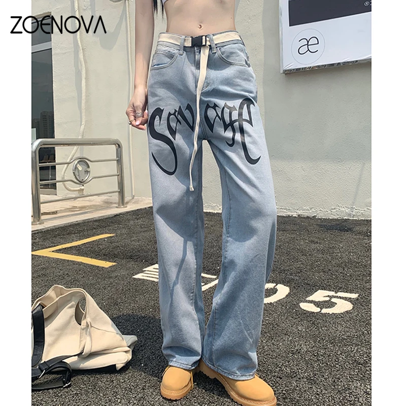 

ZOENOVA Women's Jeans Low Waist Straight Baggy 2022 Trend Pants Streetwear Harajuku Vintage Casual Femme Wide Leg Denim Trouser