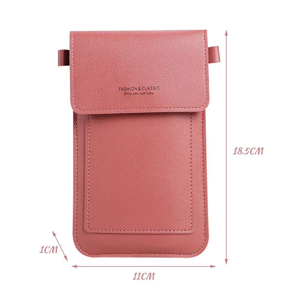 Solid-Color Touch Phone Screen Crossbodys Bag Adjustables Strap Buckle Coin Purse For Women Girl Female Portafoglio Donna Borse images - 6