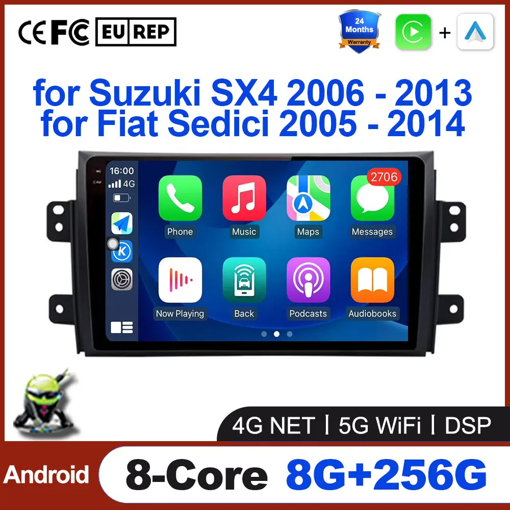 Беспроводная Автомагнитола CarPlay Android для Suzuki SX4 2006 - 2013 Fiat Sedici 2005 2014 5G WIfi