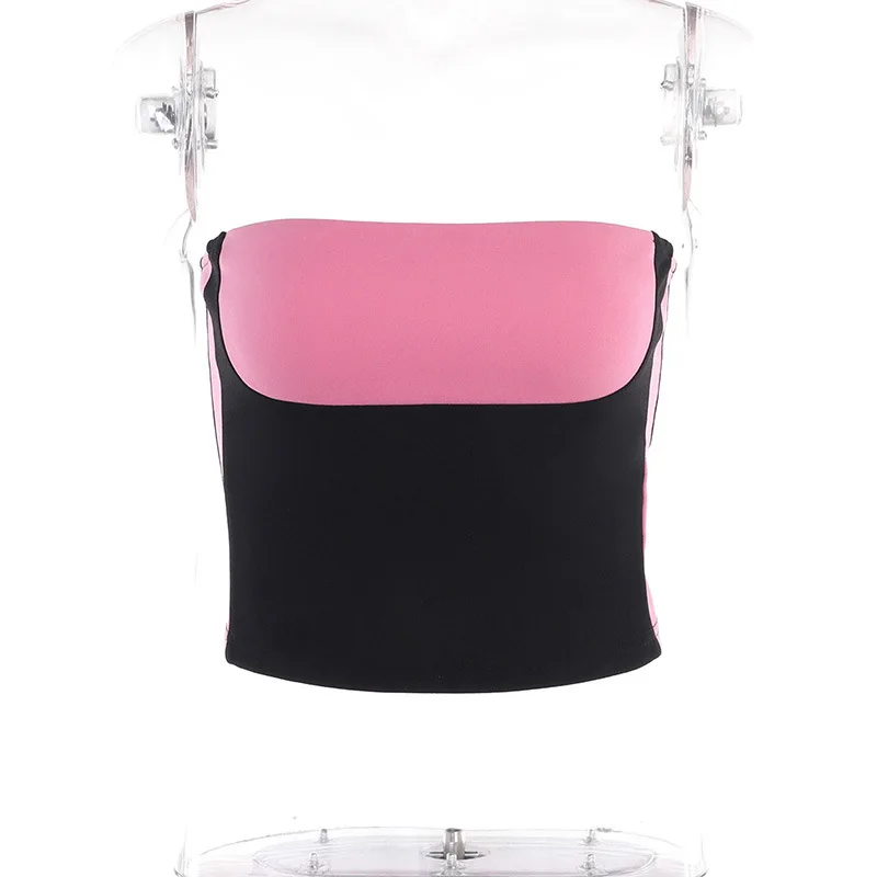 

Casual Sports Bra Top for Women Summer New Fashion Solid Color Stitching Tees Clothing Sportswear Tanks Purple Slim Fit Tops