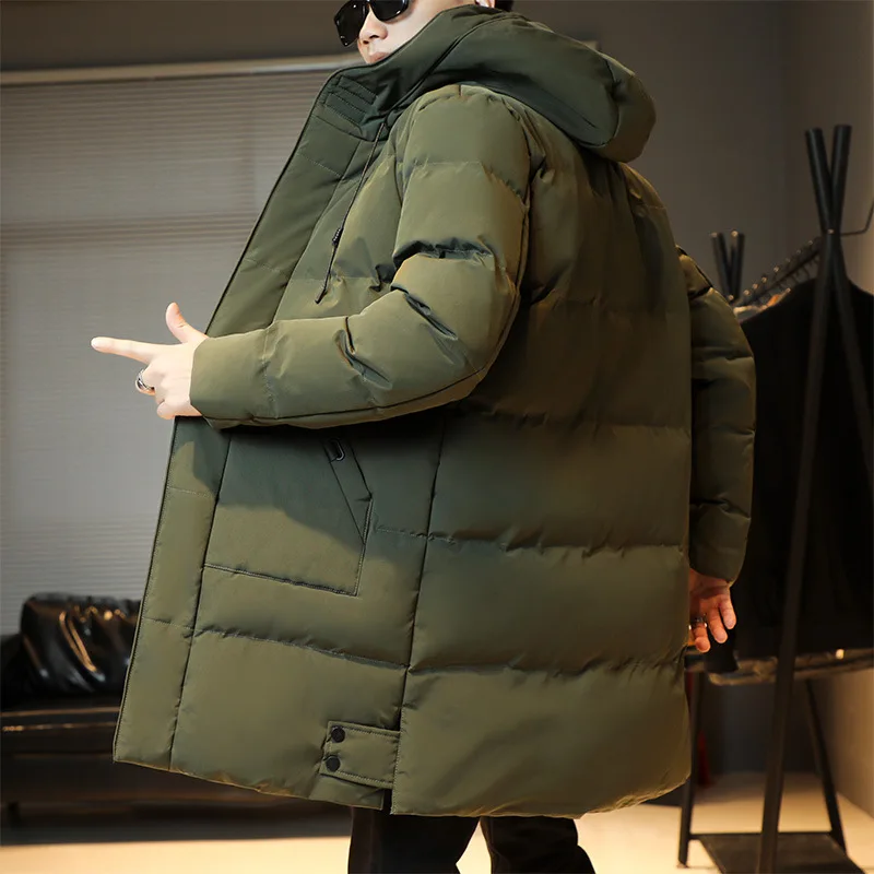 M-8XL medium length cotton coat men's coat autumn  winter tide handsome thickened cotton-padded jacket winter down cotton suit