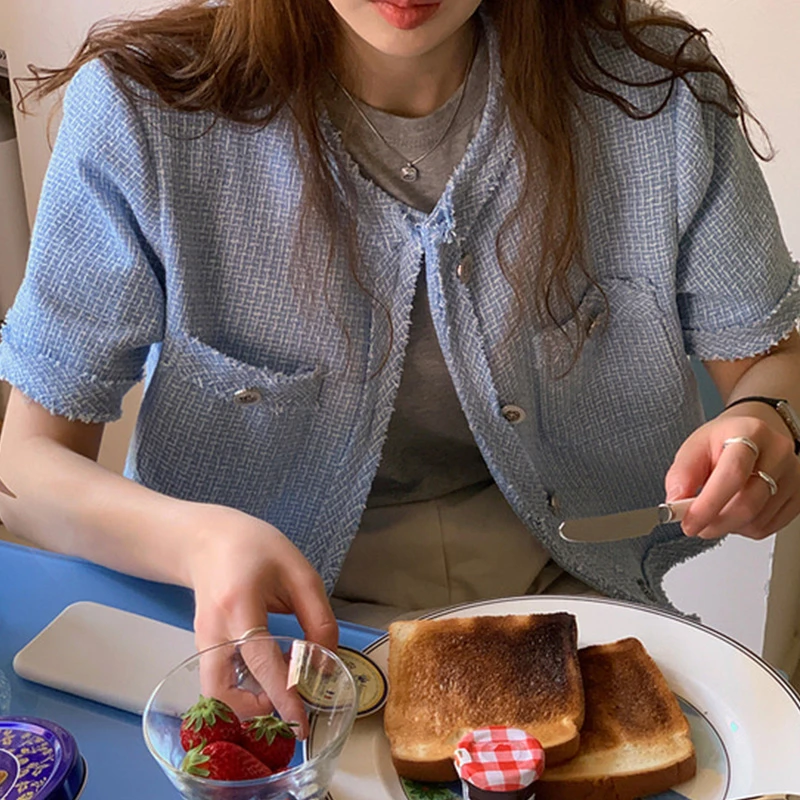 Шерстяные твидовые куртки винтажные шикарные кардиганы с коротким рукавом