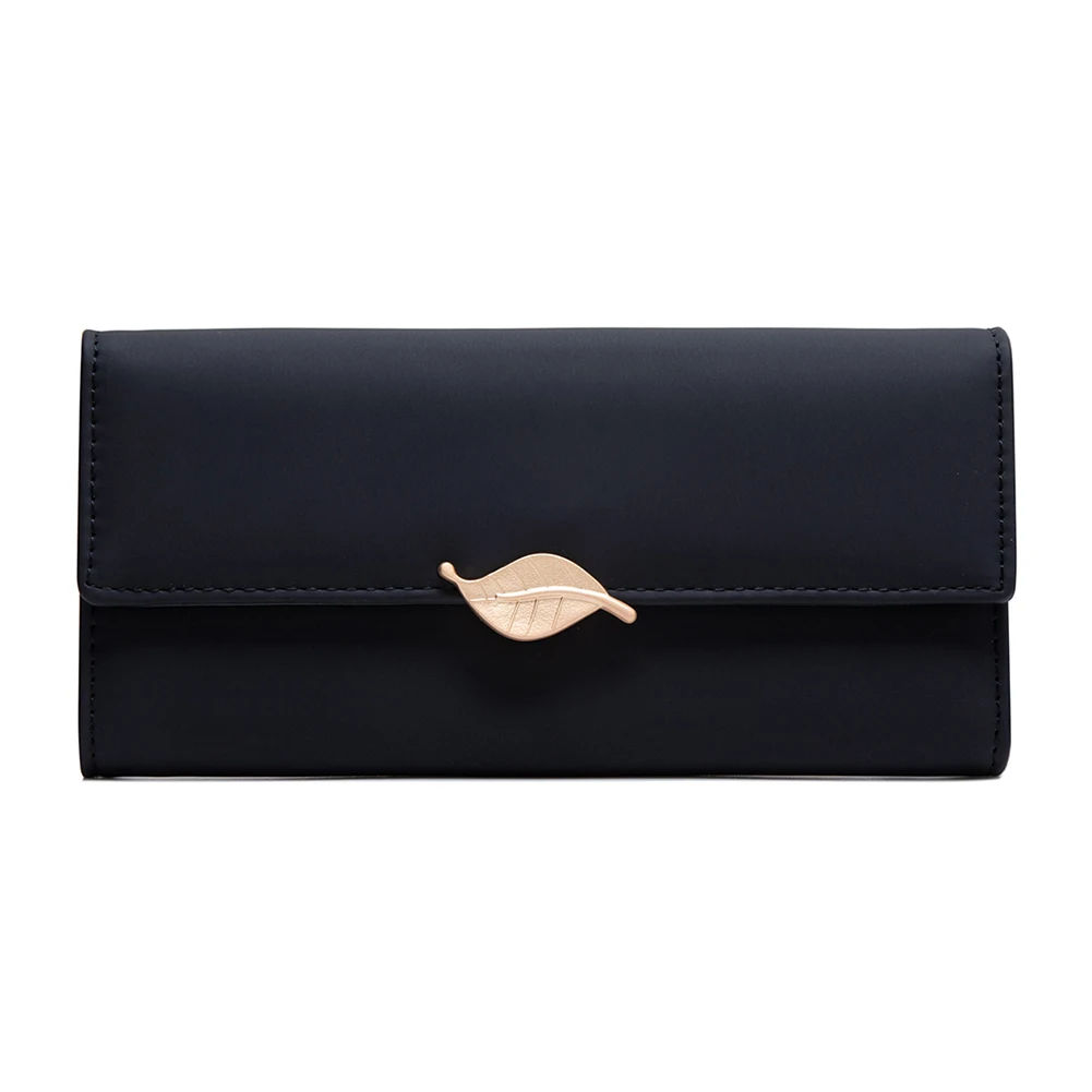 Fancy Golden Leaves Buckle Long Wallet For Women Wear-Resistant Ultra-thin Coin Purse Money Card Storage Unique Handbags