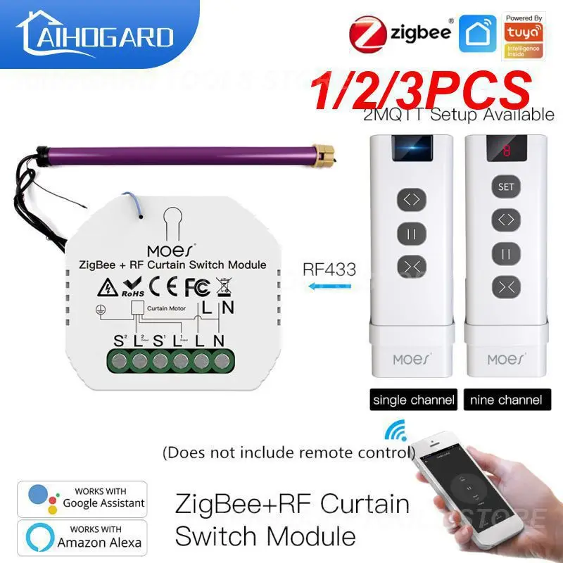 

Модуль переключателя ZigBee Smart RF433 для моторизованных роликовых жалюзи, модуль переключателя для двигателя 2MQTT Smart Life APP Alexa, 1/2/3 шт.