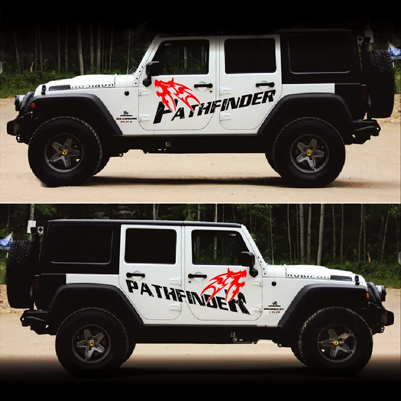 

Car Stickers Wolf Pathfinder Side Body Door Stripe Waist Line Decals Vinyl Graphics for Jeep Wrangler TJ JK CJ TJ YK JL XL