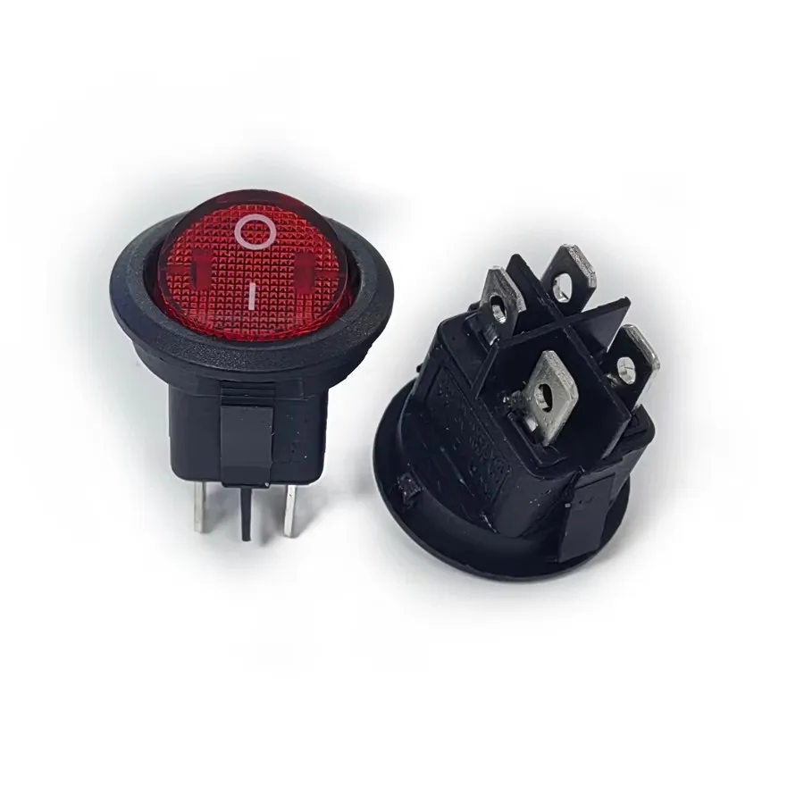 

Круглый лодочный кулисный переключатель KCD1-2 4Pin 6A 250В 23 мм черный/красный