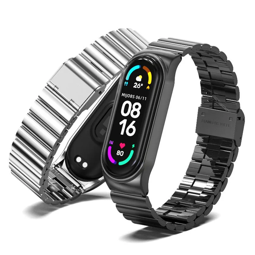 

Stainless Steel Watch Strap for Xiaomi Mi Band 6 5 4 3 Fashion Smart Wristwatch Bracelet Bamboo Watchabnd for Mi Band 3 4 5 6