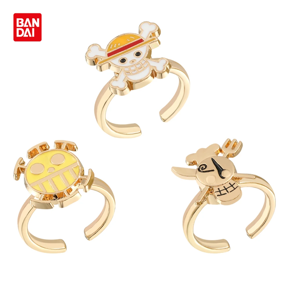 

Bandai Anime ONE PIECE Spin Rings Luffy Sanji Law Open Adjustable Rings Cartoon Rotatable Skull Finger Jewelry Gift for Fans