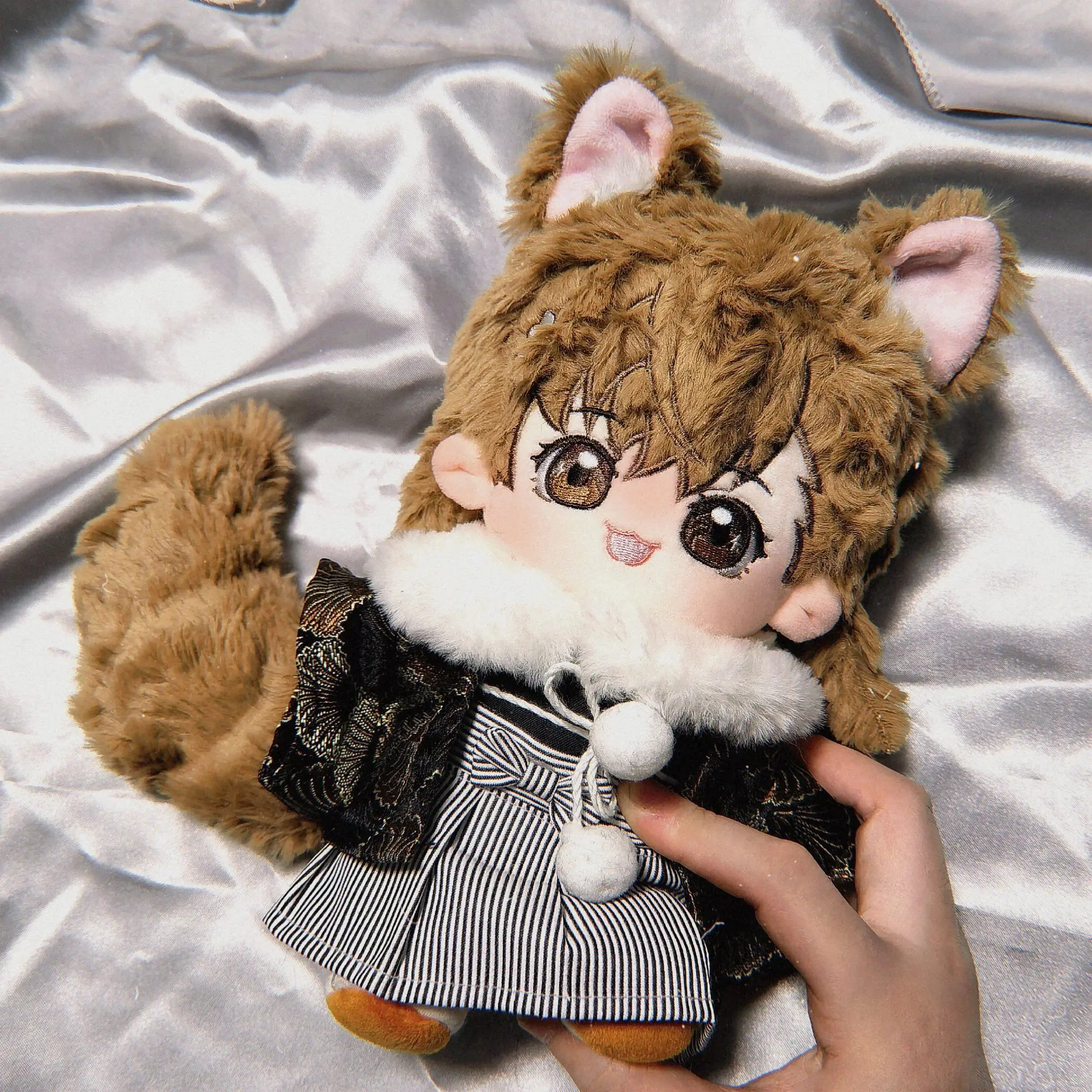 

Anime Toaru Kagaku No Rail Gun Misaka Mikoto 20cm Cute Ear Tail Plush Doll Body Cotton Dress UP Toys Pillow Cosplay Fans Gift