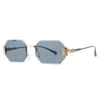2022 fashion personality rimless cut edge marine piece sunglasses anti ultraviolet uv400 casual sunglasses for adultwomenmen