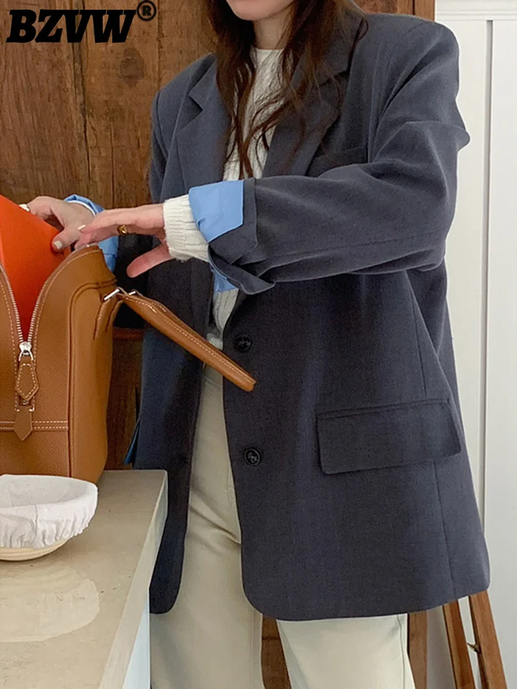 

BZVW Contrast Color Inside Notched Collar Designer Blazer Women 2023 Autumn Fashion New Trend Casual Suit Coat Female 25X01824