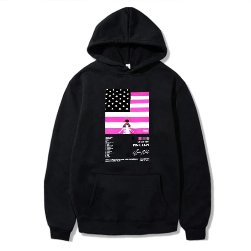 Толстовки Rapper Lil Uzi Vert с музыкальным альбомом и розовой лентой худи графическим