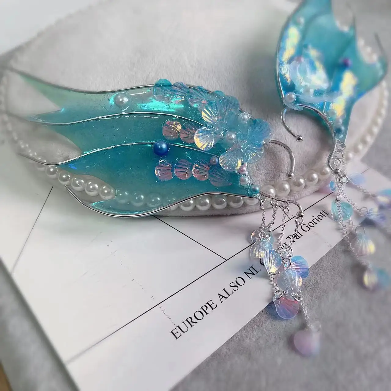 Beautiful Mermaid Ears Hair Accessories Party Favors Elf Ear Cosplay Fairy Dress Up Model Show Studio Photography