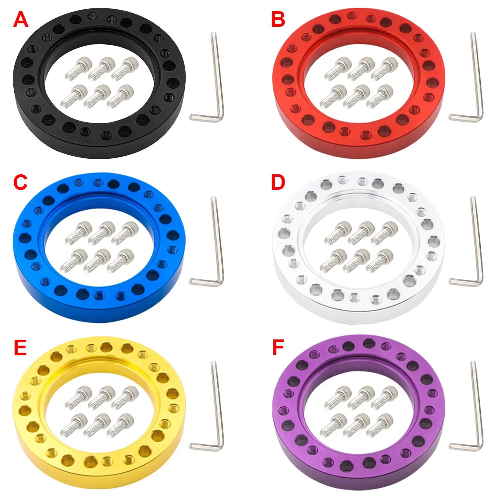 

Aluminum Car Steering Wheel Hub Adapter Spacer Pad W/ 6 Screws Vehicle Parts Wheels Accessories Conversion Spacer Racing Car