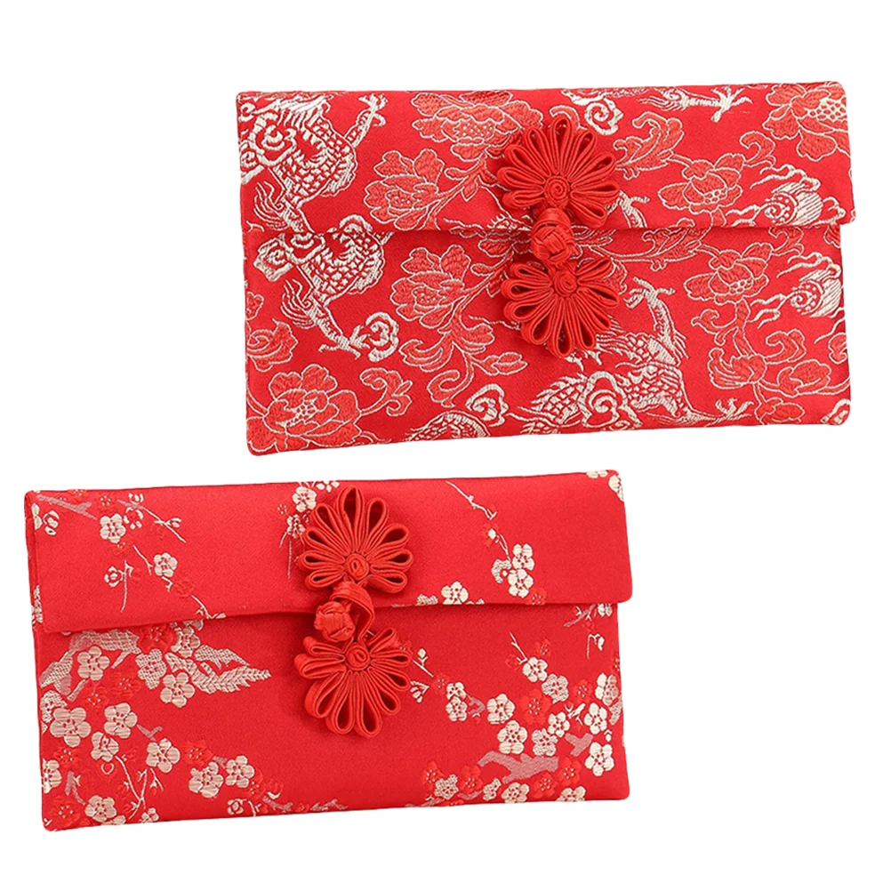 

Модные красивые красные конверты из парчи, 2 шт., красные конверты для новогодней и свадебной церемонии