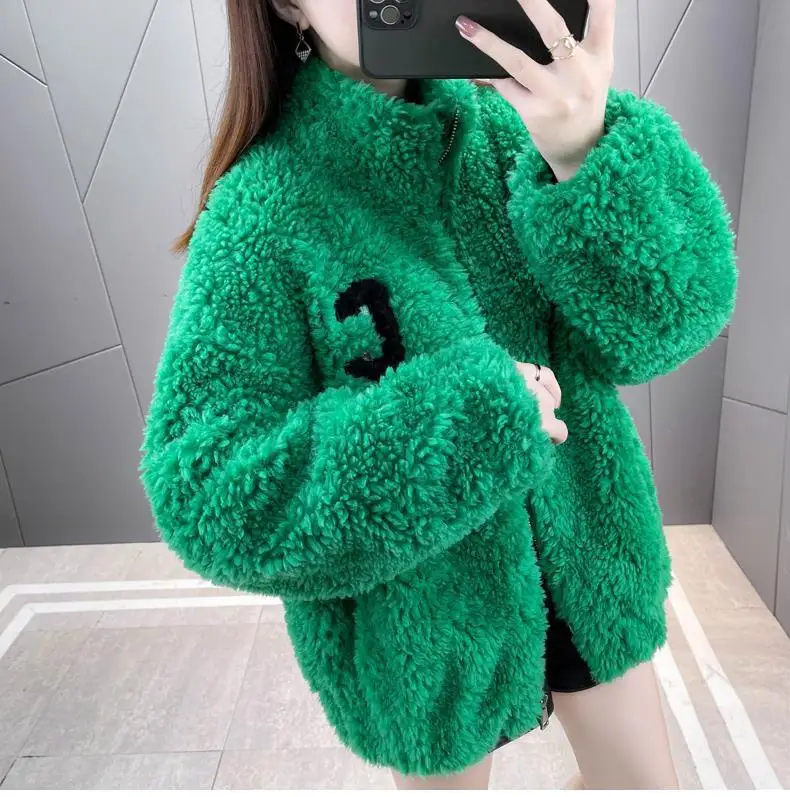 

Coat for women in winter, plush and thick standing collar for warmth, sweatshirt for women, zippered fleece jacket for women